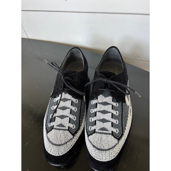 Donald‎ J Pliner Glass Beaded Black and White Made in Italy Shoes Size 8 M main image 7